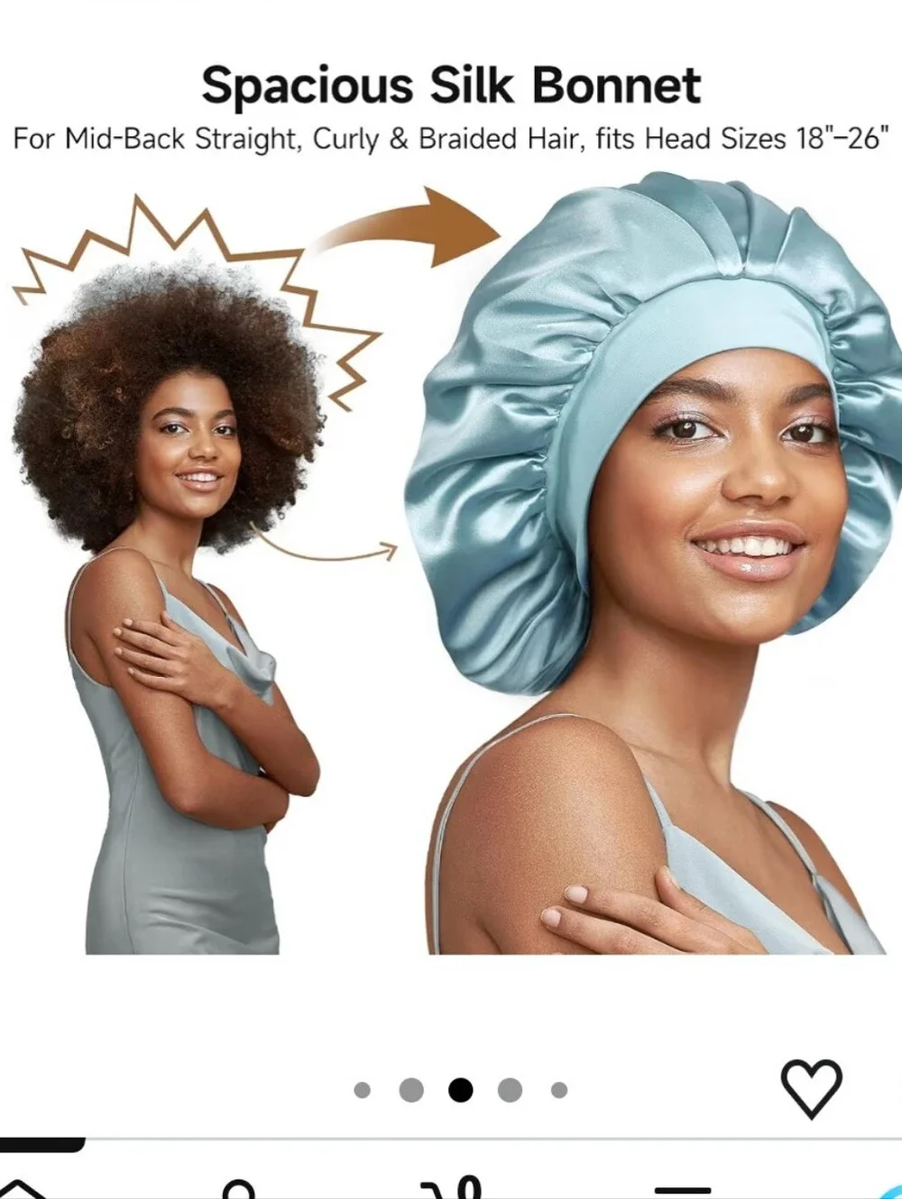22 Momme 100% Mulberry Silk Lined Bonnet for Sleeping - Light Blue